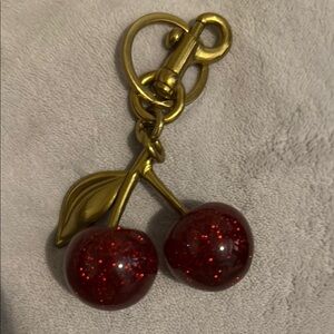 Gold and Red Cherry Keychain Unbranded